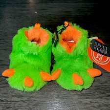 New Baby Boy Green Orange Monster Claw Bootie Slippers Soft 3 6 18 Months
