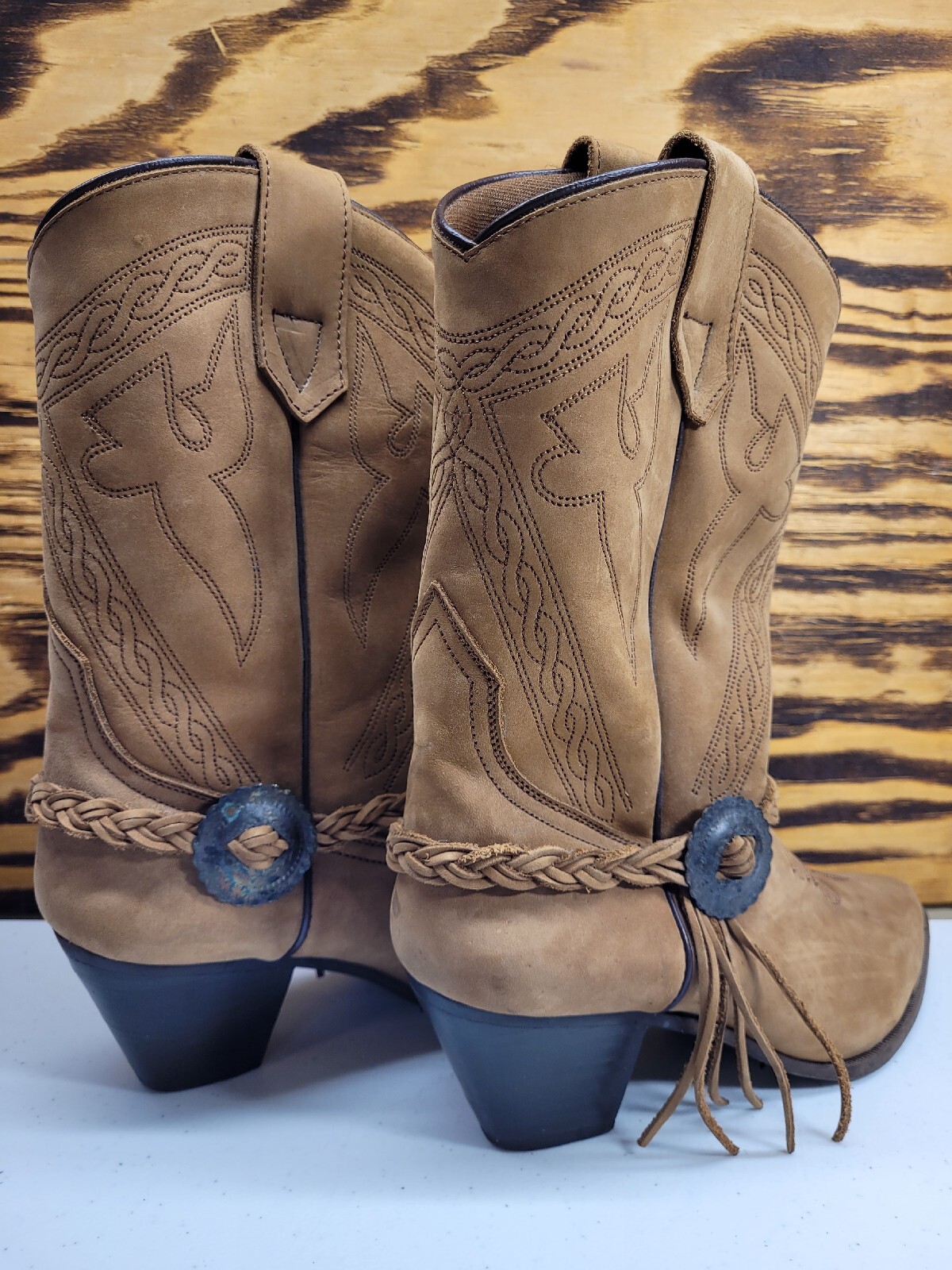 Oak Tree Farms Women's Western Leather Boots Size 8.5 Gem