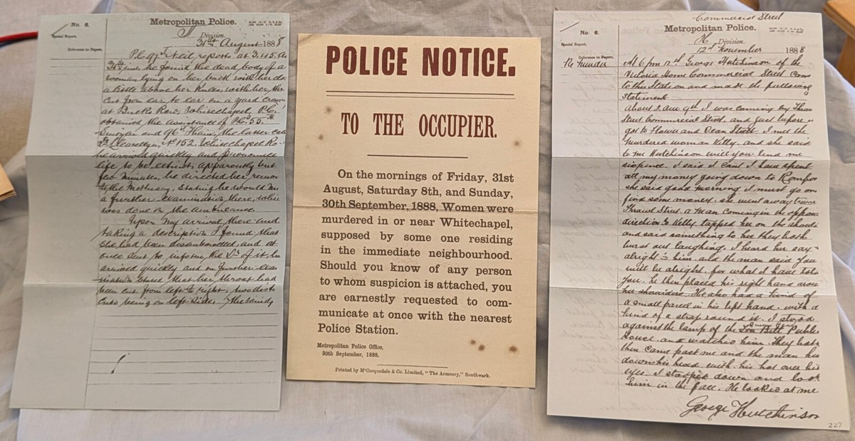 Jack the Ripper Police Reports Notice Poster 1888 London Old