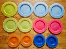 12 Plastic Plates-Picnic, Camping-Service for 4 - Dinner, Snack Salad Plates