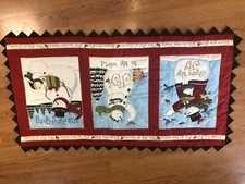 hand stitched quilt quilted wall hanging " Share the Joy to the World " Snowmen