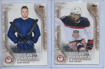 2018 Topps Olympic BRONZE Declan Farmer Sled Hockey Lot of 2 USA 43 US 46