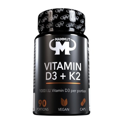 (EUR 811,11 / kg) Vitamin D3 + Vitamin K2 90 Caps 1000 I.E. Mammut Nutrition
