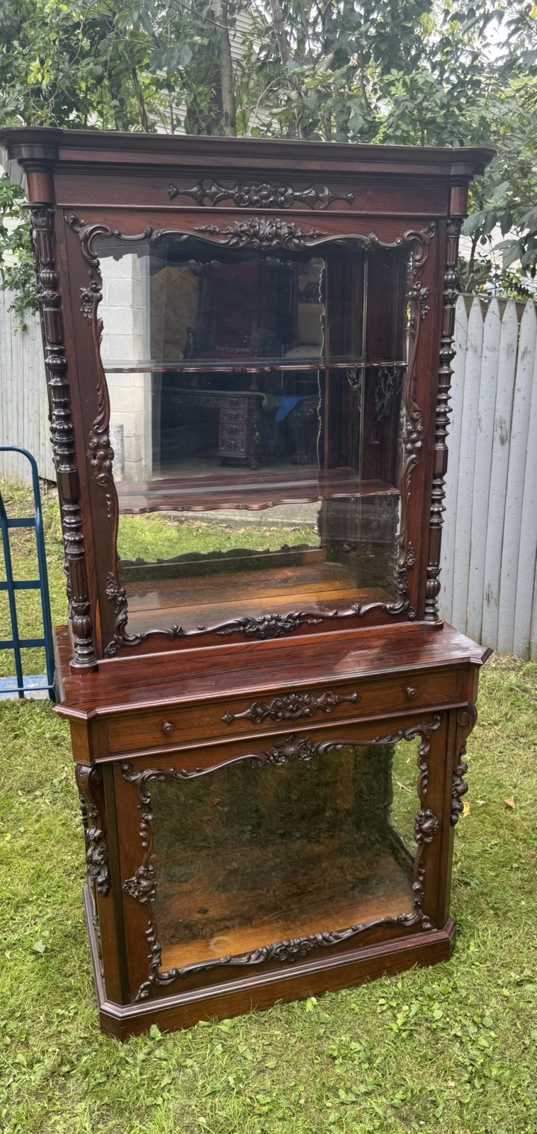 J. & J. W. MEEKS ROCOCO ROSEWOOD CARVED CABINET