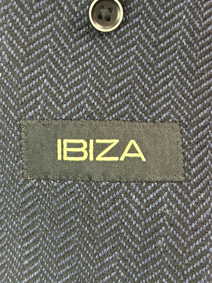 Chaqueta Blazer IBIZA 44L Azul Marino Espiga Tweed Traje Deportivo Abrigo Lana Suave Foto 4 de 4