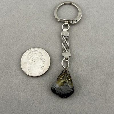 Gray & Black Small Agate Tumbled Polished Stone Rock Keychain Key Ring 62681