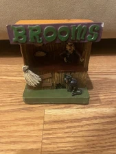 FG Square Halloween Village Witch Broom Stand Accessory Piece