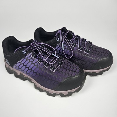 Timberland PRO Women 7.5 Shoes Powertrain Alloy Toe ESD Purple Slip Resistant 