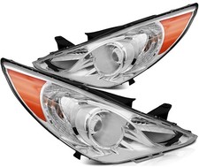For Pair Headlight Assembly Hyundai For Sonata 2.4l 2011-2014 Chrome Housing