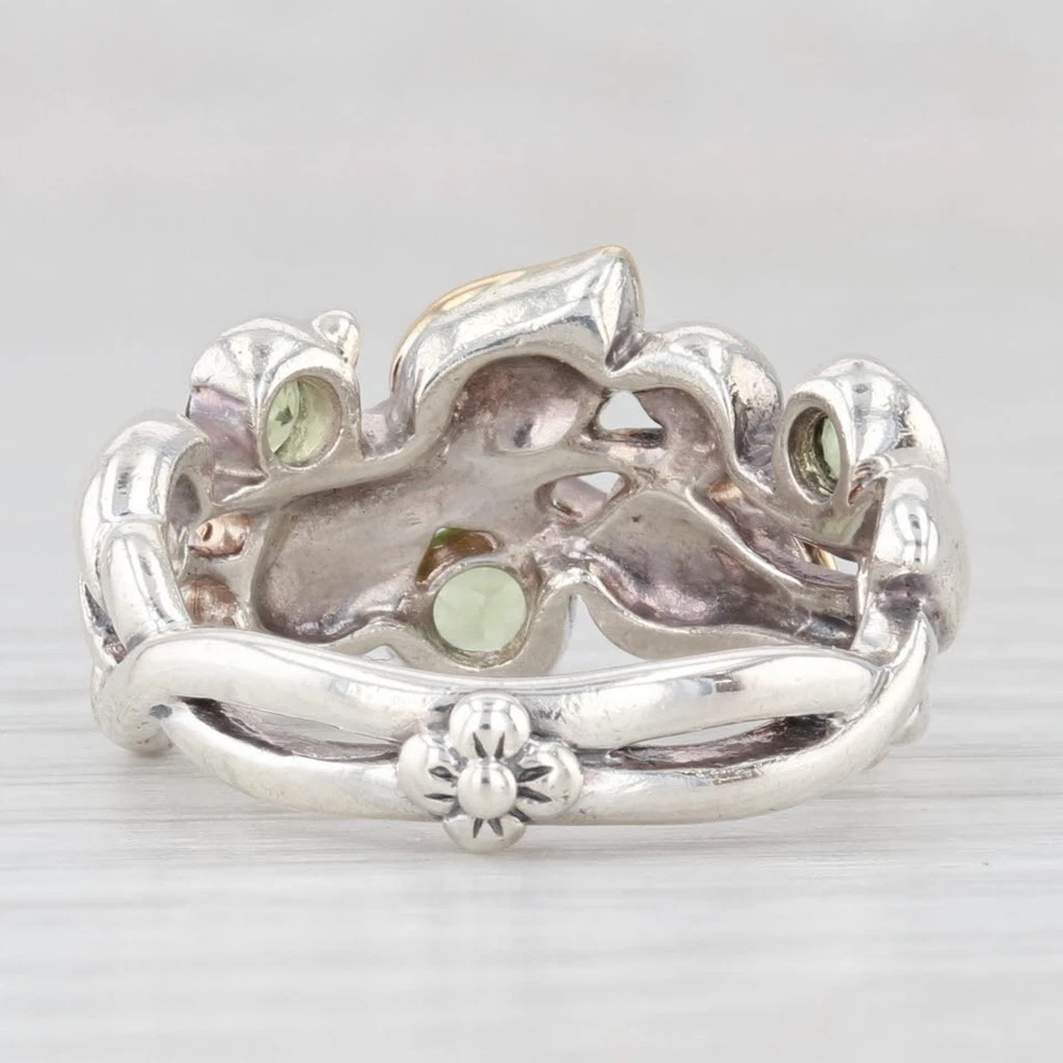 Bixby 0.60ctw Peridot Flower Ring Sterling Silver 18k Gold Size 6 Statement - Image 4 of 4