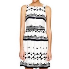 J.Crew Roller Girl Linen Sleeveless Dress Black and White Women’s size 0