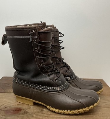 LL Bean Boots 10'' Shearling Lined Sz FN M8 W10 Narrow-Fits Small Excellent