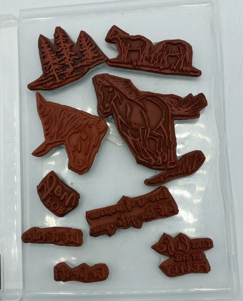 Juego de estampillas Stampin' Up Let It Ride 148765 caballos árboles ir por ello tomar riendas de vida Foto 2 de 3