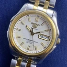 RARE Seiko 5 Superior Whirlpool Aging Dial WHite Two Tone Day Date Watch Men