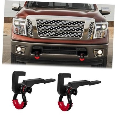 Front Tow Hook Mount Bracket and D-Rings Compatible with 2017-2021 Titan D 