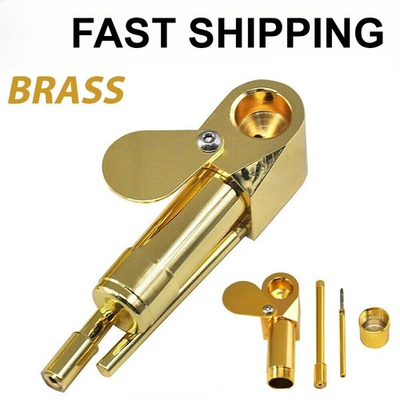 #ad Brass Tobacco Smoking Pipe w Stash Storage Cylinder Chamber Metal US Original $8.99