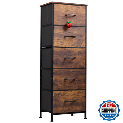 Wlive Fabric Dresser For Bedroom 5-Drawer Tall Dressers Storage Organizer