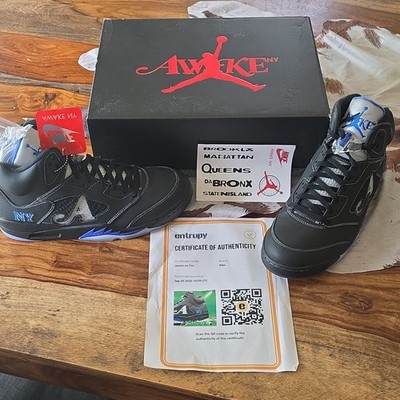 Nike Air Jordan 5 Awake NY Black Blue High Top Leather Men's Sneakers