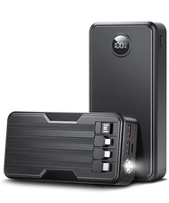 Power Bank 40000mAh Portable Charger 22.5W with 5 Outputs & 2 Inputs Black 