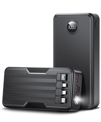 Power Bank 40000mAh Portable Charger 22.5W with 5 Outputs & 2 Inputs Black 
