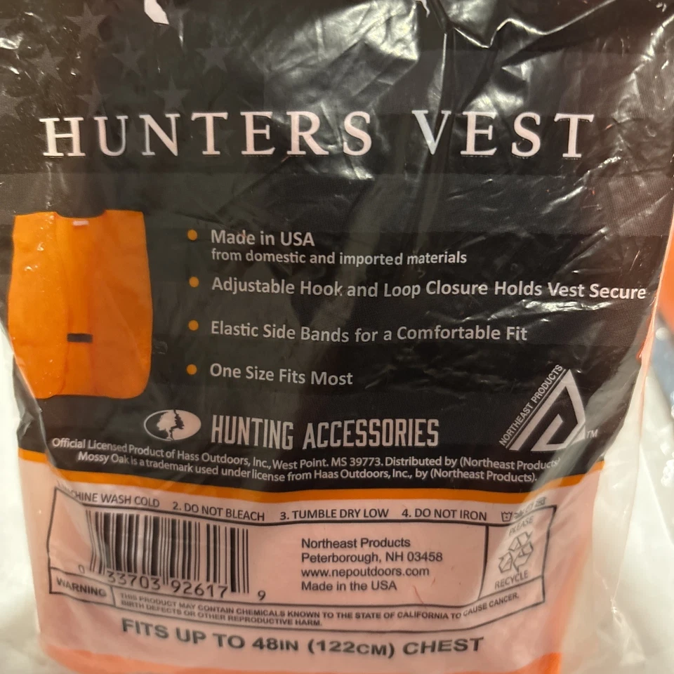 Mossy Oak Blaze Orange Hunters Vest Deer Hunting Size large New - Image 3 of 3