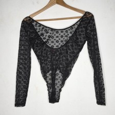 Victoria's Secret Bodysuit Thong Black Floral Sheer XS / S