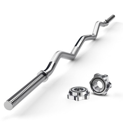 47'' EZ Curl Bar for Hip Thrusts, Squats, Lunges, 1'' Plates, 220lb Capacity
