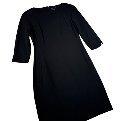 Ann Taylor Black Sheath Dress 3/4 Sleeve Rayon Lined 6 20931 | Professional Sz 6
