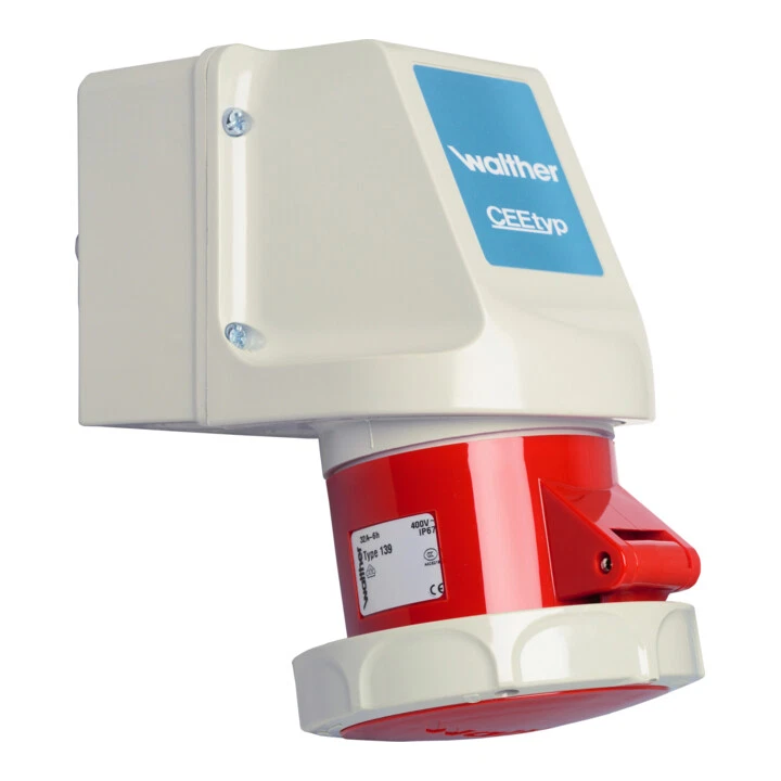 Walther Werke Wandsteckdose Steckdose 16A 5P 400V 6h rot IP67 119 Kunststoff