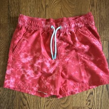 Art Class Boys Tie Dye Swim Trunks Pink/White L 10/12 Drawstring Pockets