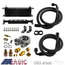 7 Row An10 Engine Racing Trust Oil Cooler W Thermostat Oil Filter Adapter Kit