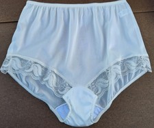 Vtg 80s Bridal Ivory Lace High Waist Panties Sz 10 Deadstock Nylon USA 051406
