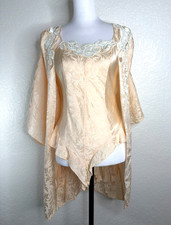 VTG Victorias Secret 100 Silk Pink Set Teddy Small Robe Gold Label Y2k Satin