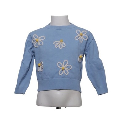 Vanilla Star, Strickpullover, Größe: 110, Blau/Weiß/Gelb, Baumwolle, Blumen #gra
