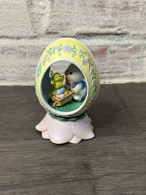 Vintage Enesco Rotating Musical Easter Egg Working Here Comes Peter Cottontail