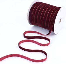 Burgundy Velvet Ribbon 3/8 Inch X 48 Yards - Soft Single Face Velvet Fabric