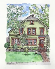 Custom House Portrait Watercolor from photo 8x10 handpainted original art