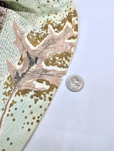 Vintage Barkcloth Fabric Panel/Curtain 50's Abstract Teal Nature 102" by 33.5" - Picture 17 of 20