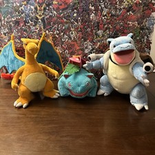 Pokemon 12" Charizard Venusaur Blastoise Tomy 1997 Set Plush Stuffed Authentic