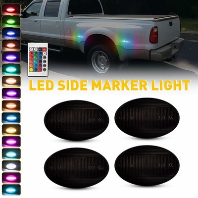 4X RGB LED Side Marker Lights Set Fit Ford F350 F450 F550 Super Duty 8C3Z13192A