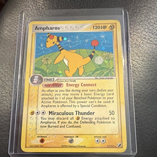 Pokemon TCG Ampharos 1/115 EX Unseen Forces Holo Rare English 2005 120 HP