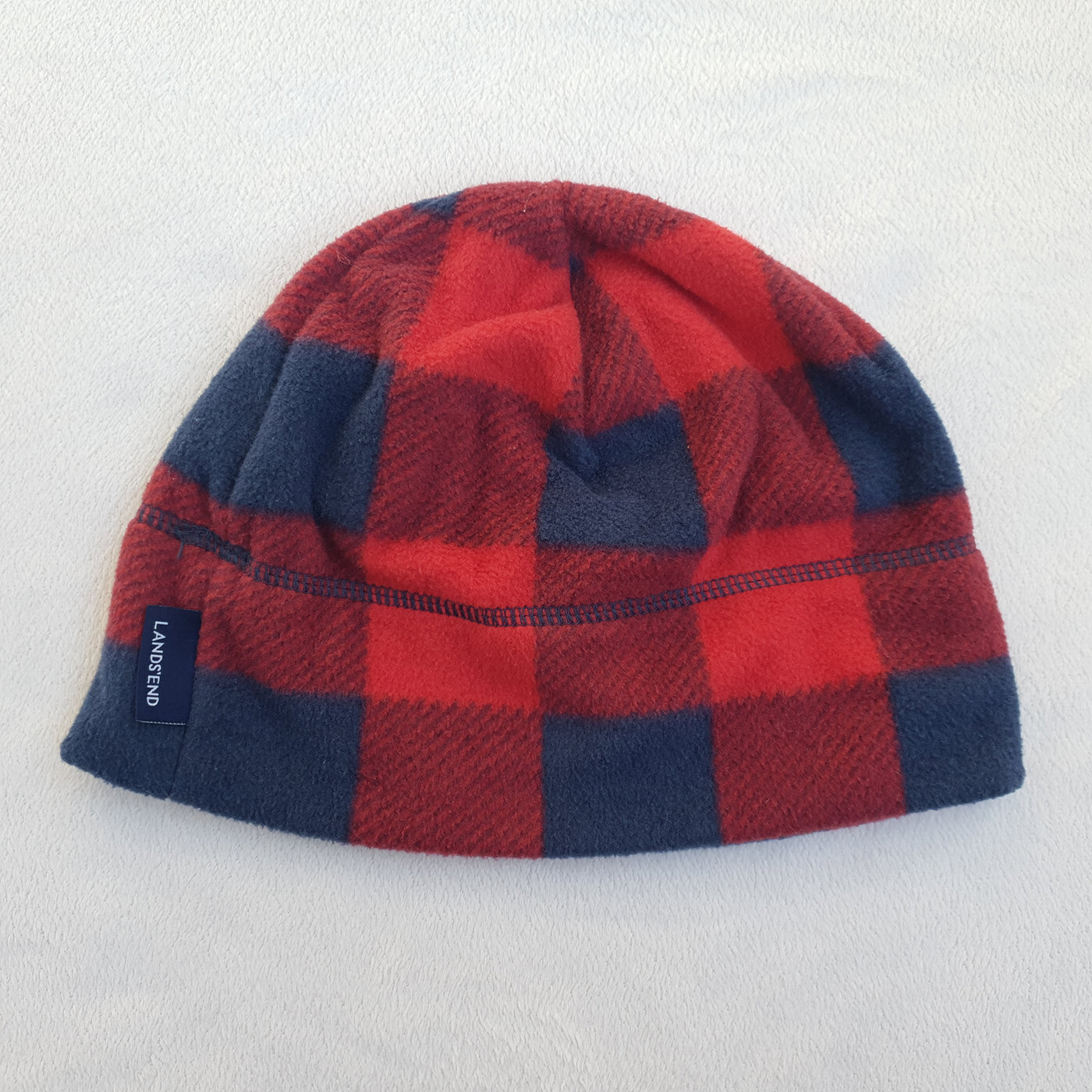 ¡NUEVO! Gorro Lands End para mujer talla L rojo a cuadros gorra ligera de inv...