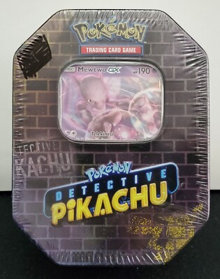 detective pikachu pokemon card tin  Crave Collectibles card booster packs and 2 Pokmon TCG Pokemon: Detective Pikachu - Mewtwo