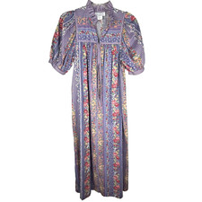 Vtg Donna Richard For Gilligan O'Malley Lavender Floral House Dress Nightgown