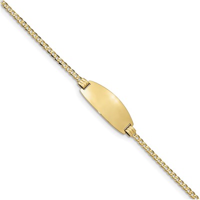 14k Yellow Gold Oval ID Curb Bracelet LID88-7''