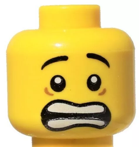 ☀️NEW Lego Minifigure Head Mouth Open Scared White Pupils and Raised  Eyebrows #5 | eBay