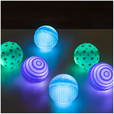 Kids Textured Light Up Glow Balls Tactile Sensory Toy Spheres Balls Set of 6