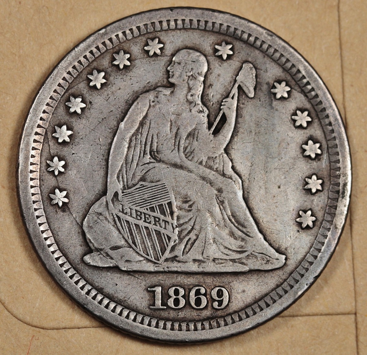 1869-s Seated Liberty Quarter. VF-XF. 197908 | eBay