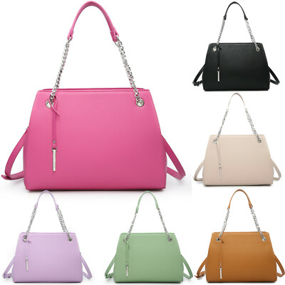 Damen Schultertasche Frühling Sommer Kunstleder Innentaschen Reißverschluss Neu @