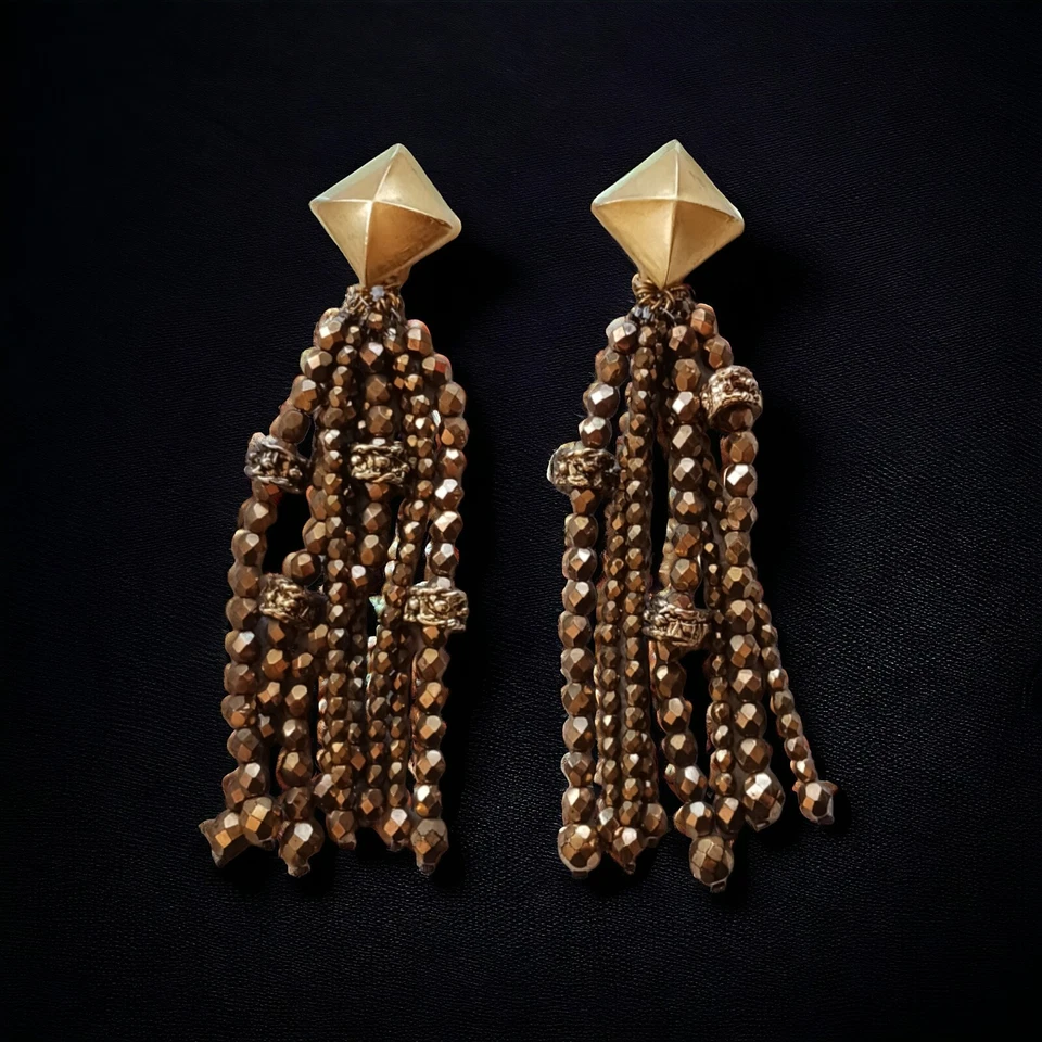 Pendientes Elena Cantacuzene Paris Dorados Cuentas Clip-on Limitados 101 Gramos Foto 4 de 4